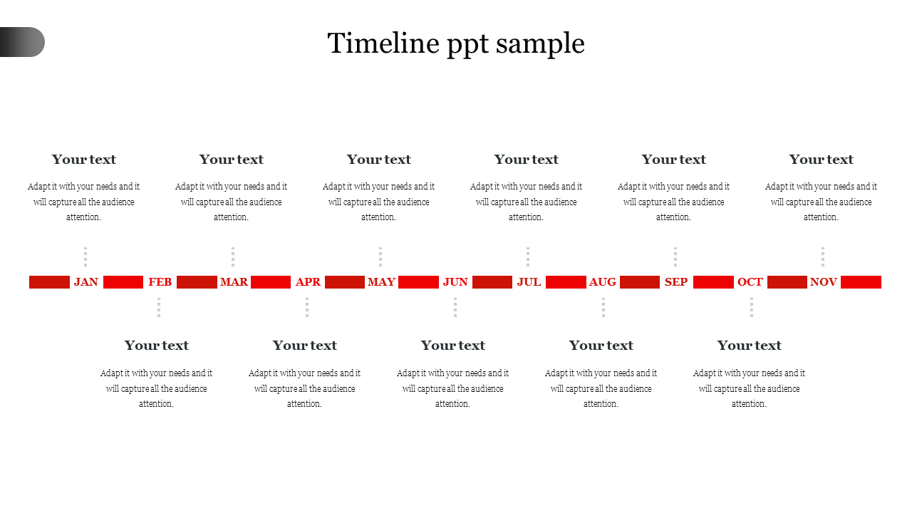 Free - Editable Timeline PPT Sample With Stick Model Slide